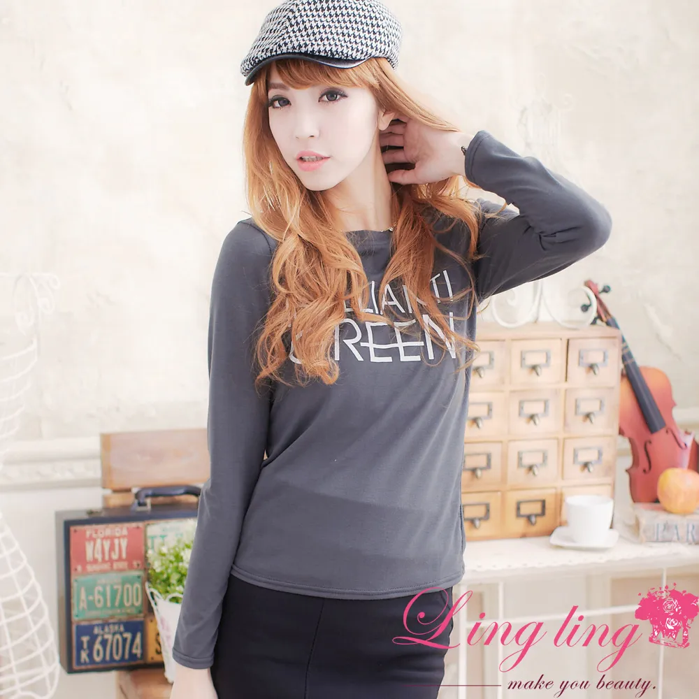 lingling A1372簡約時尚-塗鴉GREEN印字T恤(百搭灰) 價格比較,價格查詢,歷史價格詳細信息