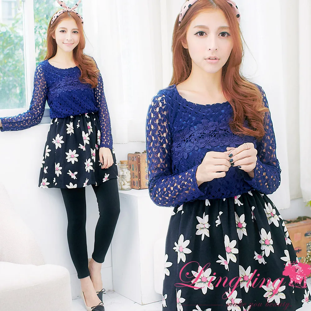 lingling A1846-02簡時尚圓領坑條針織長上衣(極簡黑) 歷史價格詳細信息