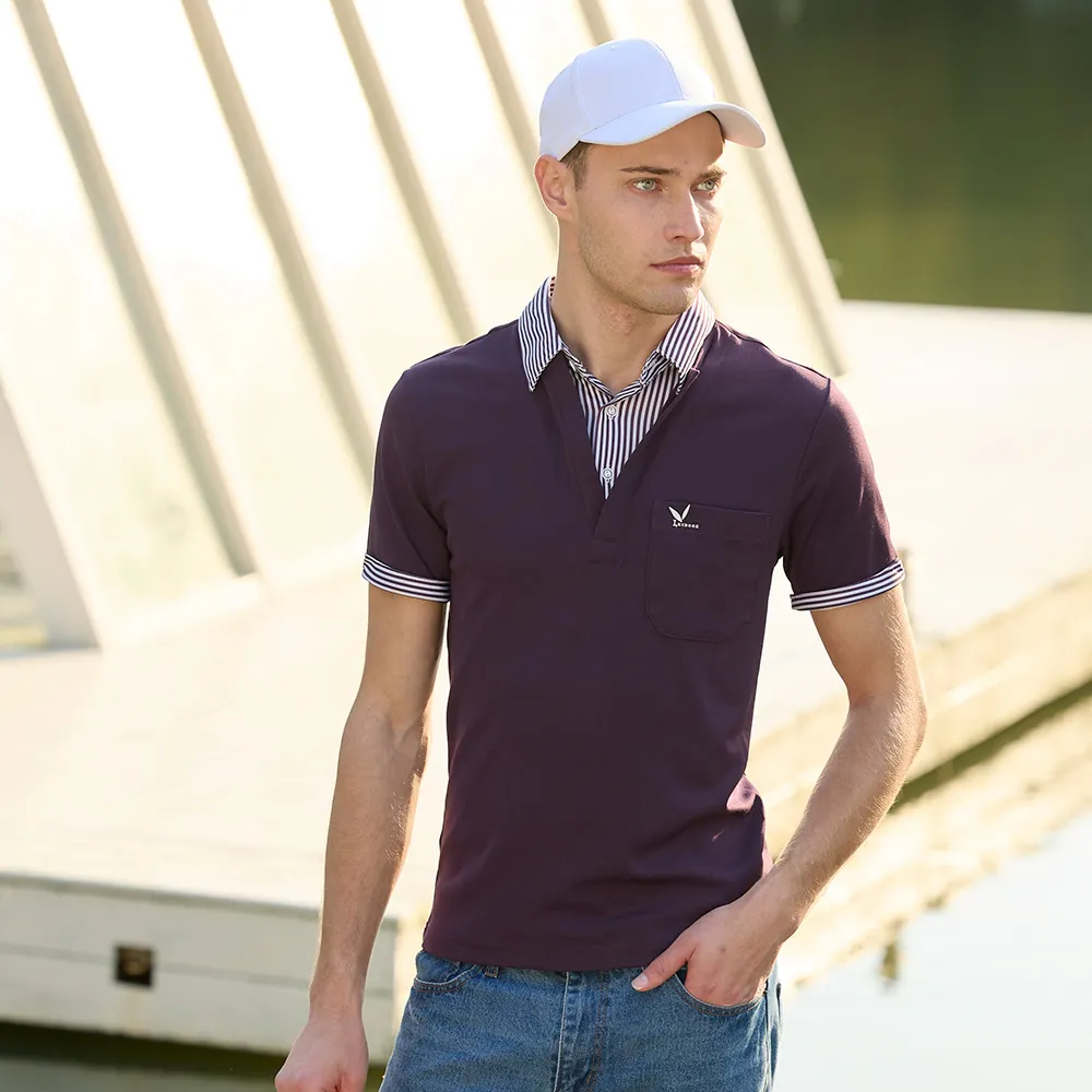 【LEIDOOE】假兩件式時尚休閒男短POLO衫(16770橘紅) 歷史價格詳細信息