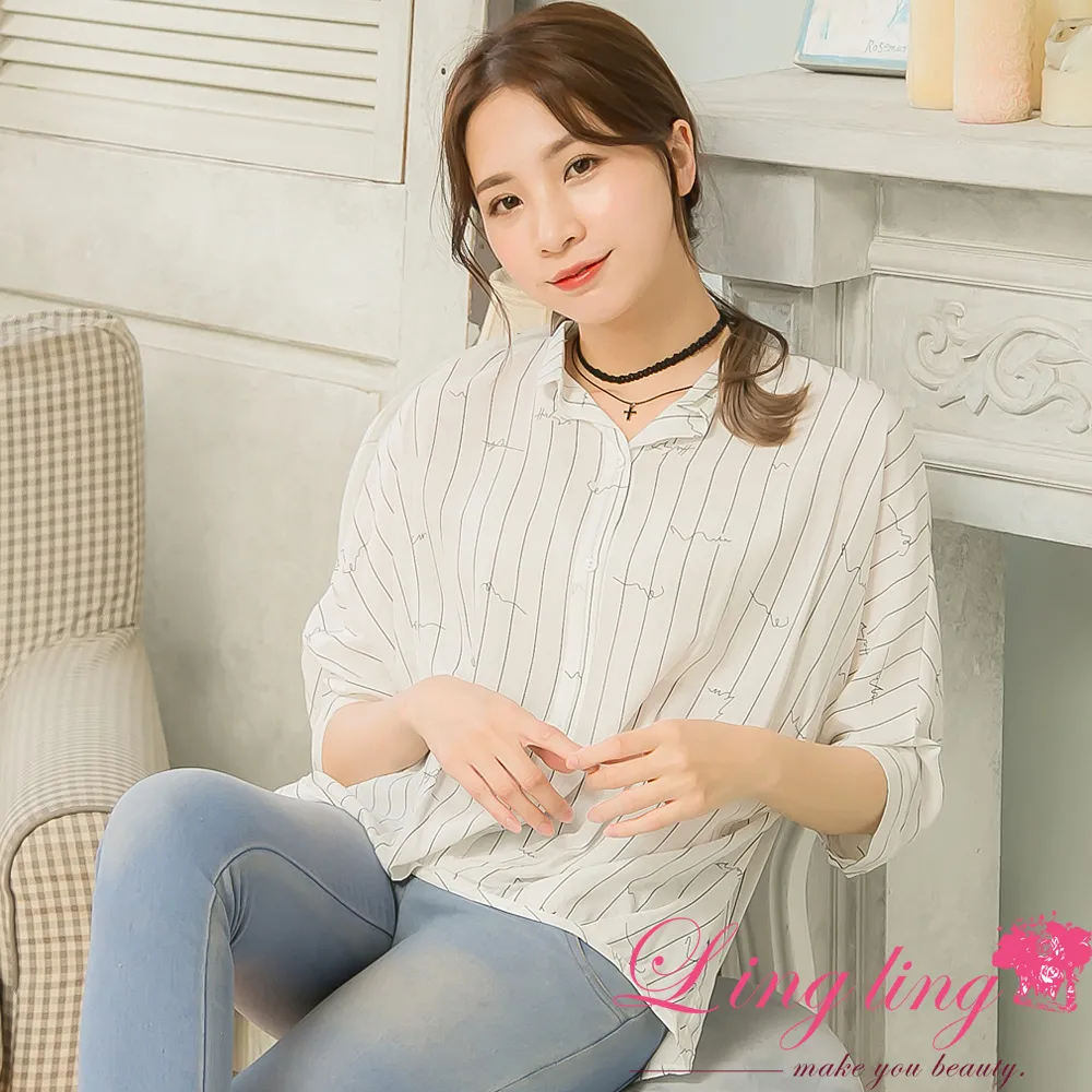 lingling中大尺碼 A4226-02簡約文青風格紋五分袖襯衫上衣(文青綠格) 歷史價格詳細信息