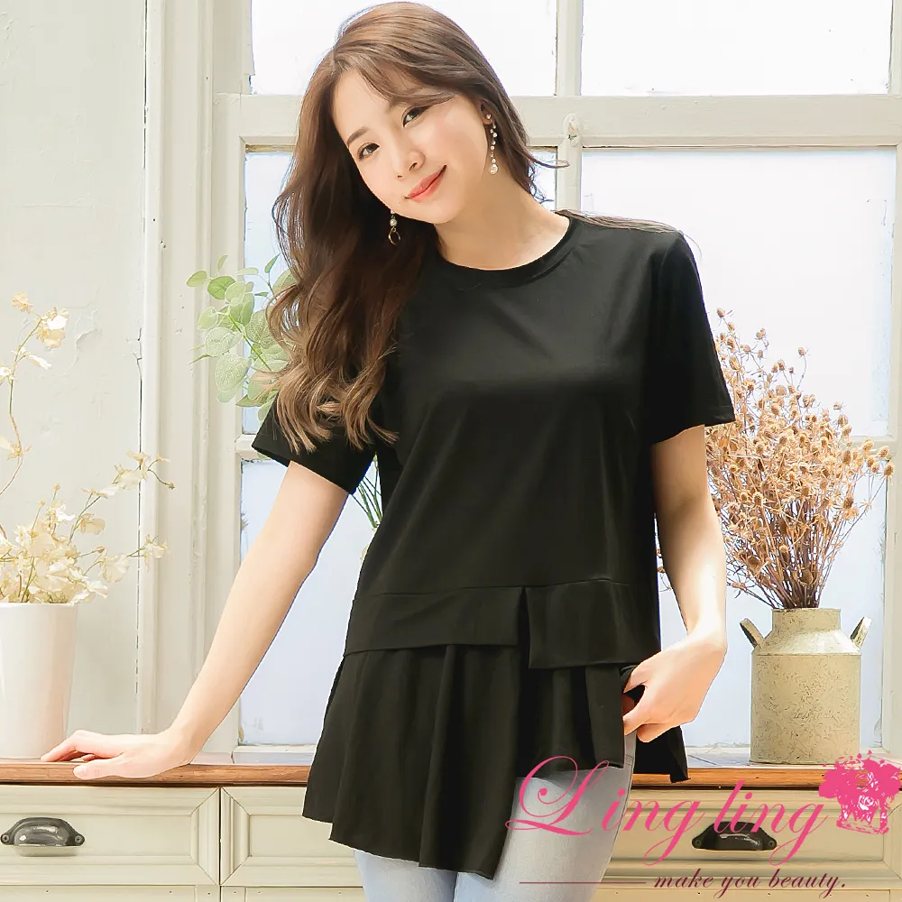 lingling A4131-02優雅時尚V領口綁帶荷葉設計五分短袖上衣(時尚桔) 歷史價格詳細信息