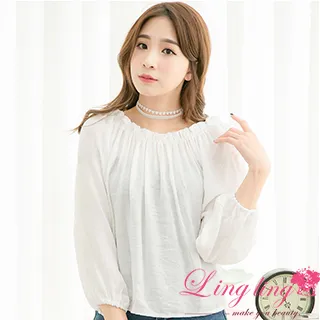 大尺碼-袖口鬆緊造型衫-丈青/粉-66505 歷史價格詳細信息