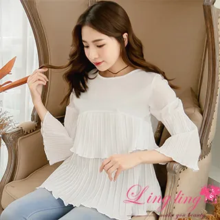 lingling A3921-02日系甜美格紋荷葉領袖綁蝶結全開釦上衣(棗紅白格) 歷史價格詳細信息