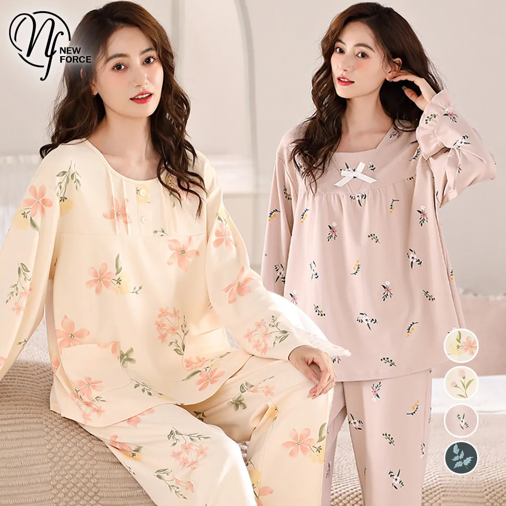 居家睡衣 綴花清香 二件式短袖成套休閒服(淺灰F) AngelHoney天使霓裳 歷史價格詳細信息