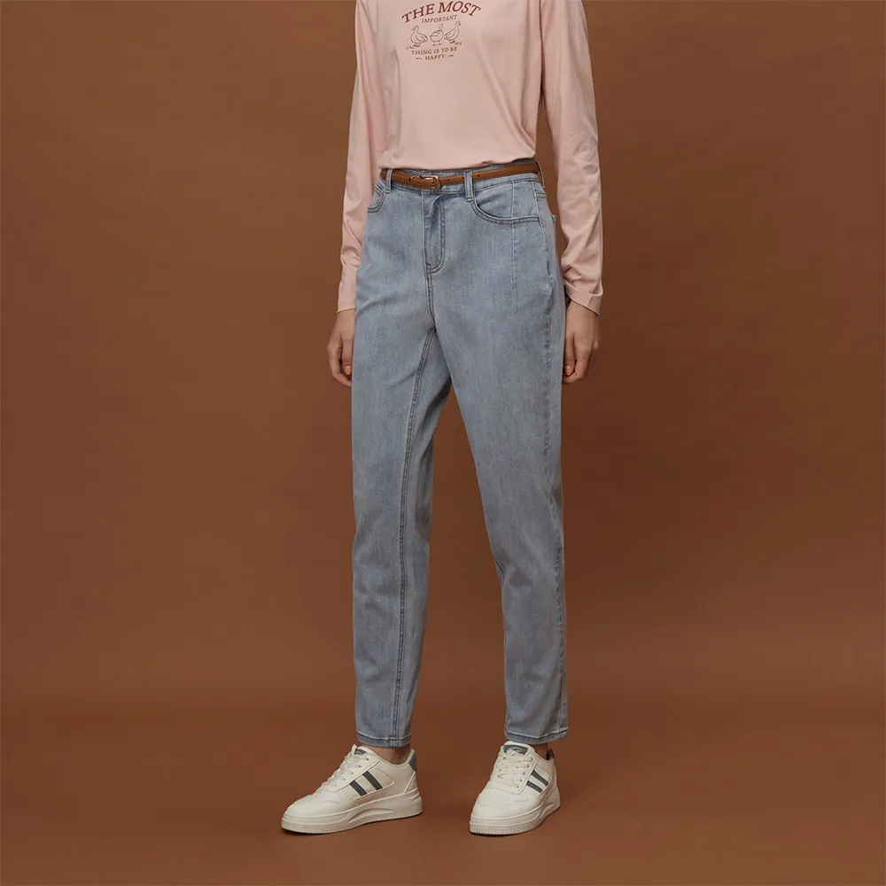 GIORDANO 女裝直筒牛仔褲 刷毛蓄暖系列-41 深藍 歷史價格詳細信息