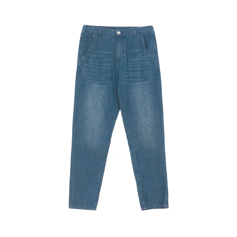 GIORDANO 女裝鬆緊腰錐形牛仔褲-76 中藍 歷史價格詳細信息