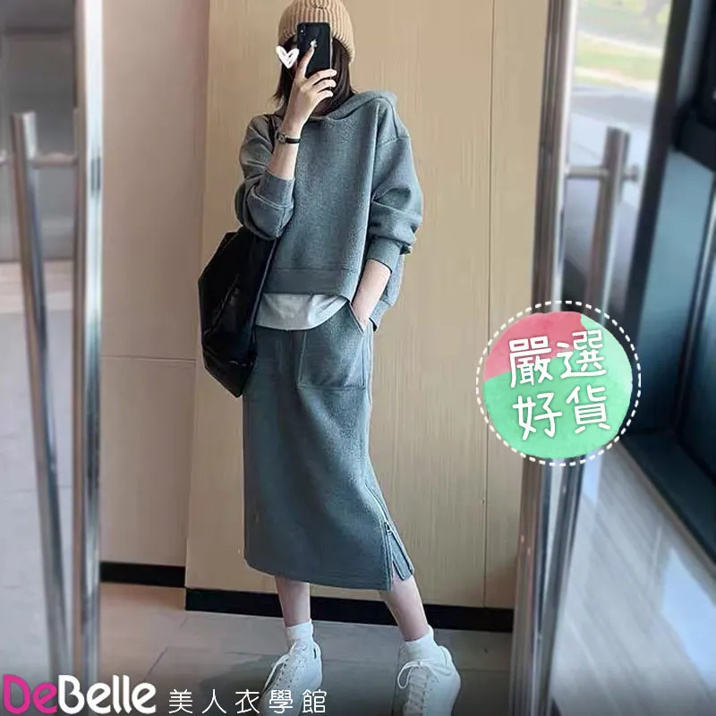 連衣長裙 學院風 洋裝 連帽衛衣女季加絨加厚韓版寬松慵懶風長款連衣裙外套-餘登米女裝 歷史價格詳細信息