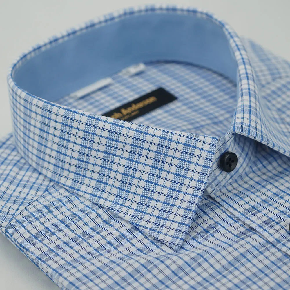 【金安德森】棕藍格紋窄版短袖襯衫 歷史價格詳細信息