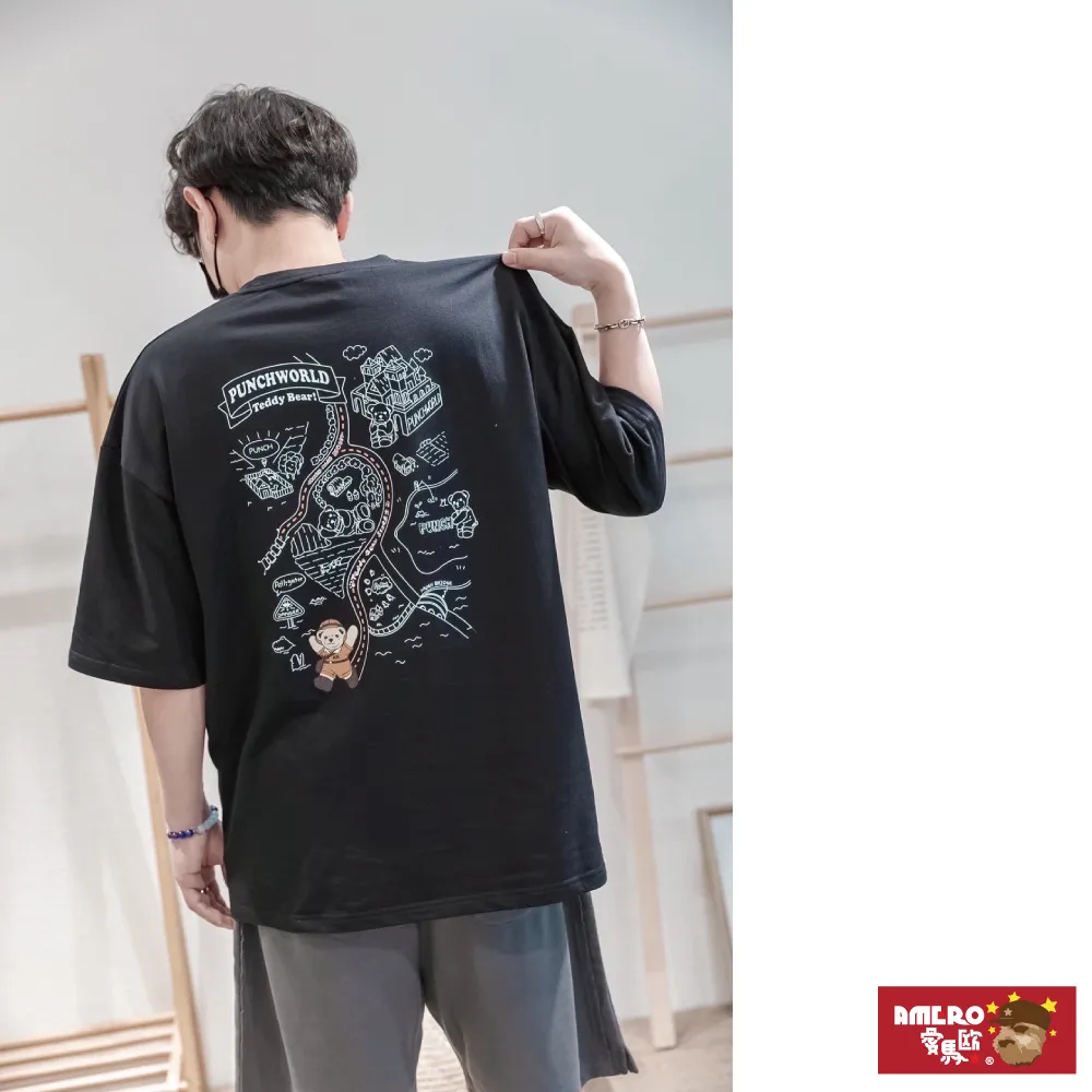 【AMERO】男裝 女裝 圓領 T恤 露營風格印花 寬鬆 落肩 情侶裝 歷史價格詳細信息