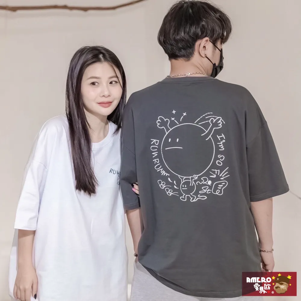 【AMERO】男裝 女裝 圓領 T恤 電繡隨身聽人物印花 寬鬆 落肩 情侶裝 歷史價格詳細信息