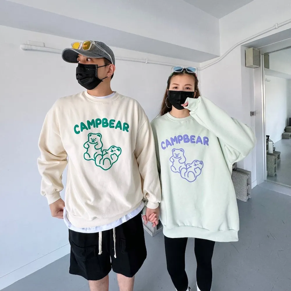 小熊刷毛印花圓領套頭大學T 情侶裝流行刷毛款男潮版港風修身中青年 大學T 印花T 長T（XHD215）【壹號站】 歷史價格詳細信息