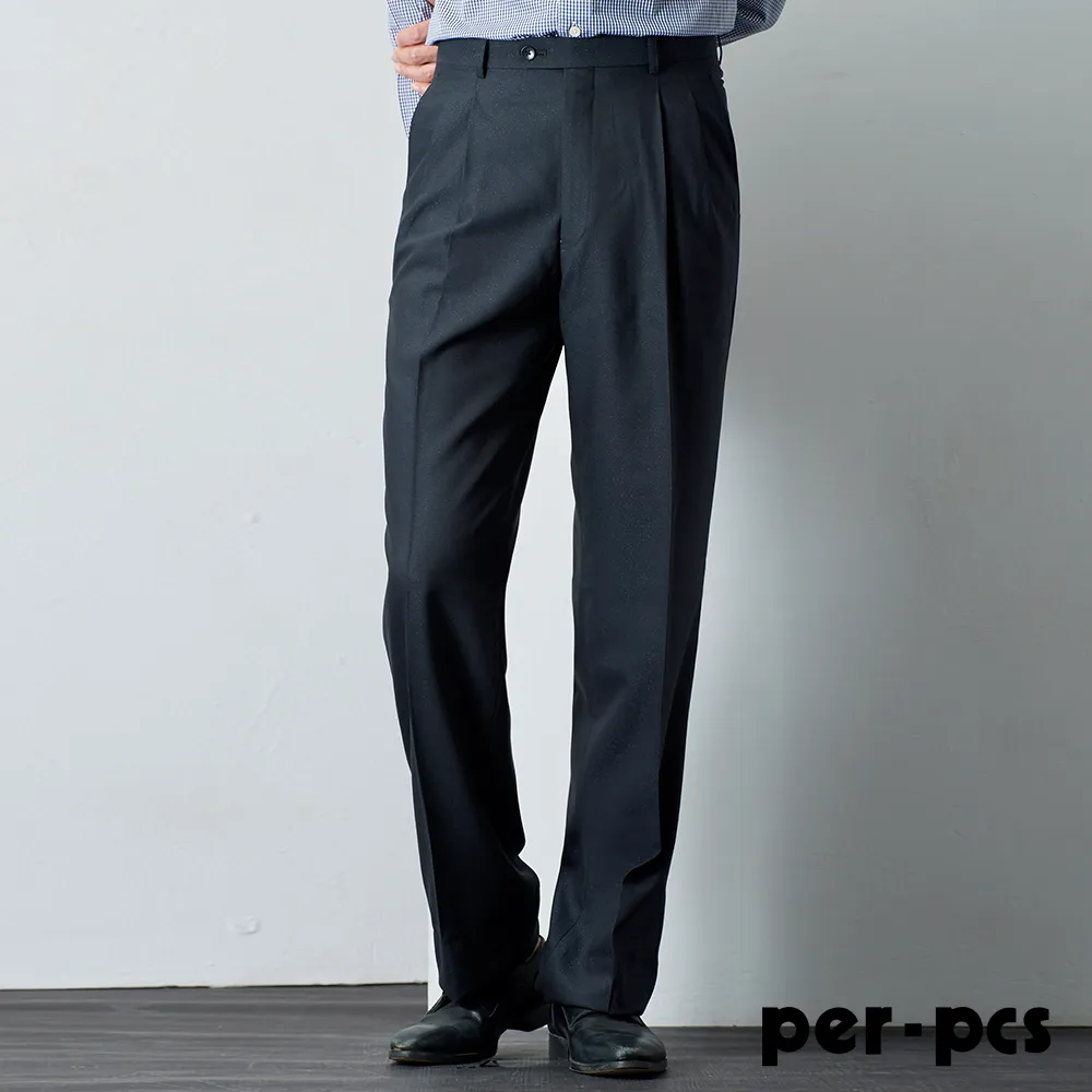 【per-pcs】低調品味羊毛合身平面西褲_深藍格(717103) 歷史價格詳細信息