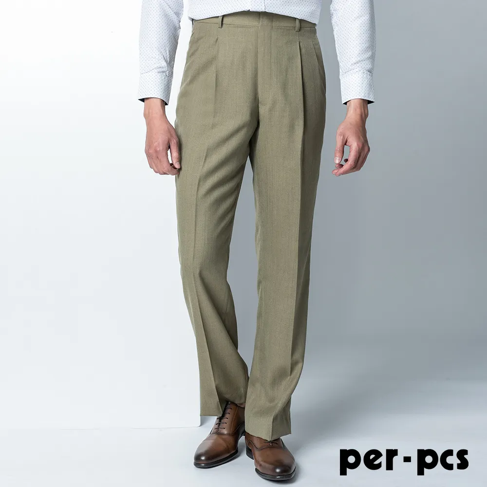 【per-pcs】紳士品味打摺西褲_淺軍綠(87221) 歷史價格詳細信息