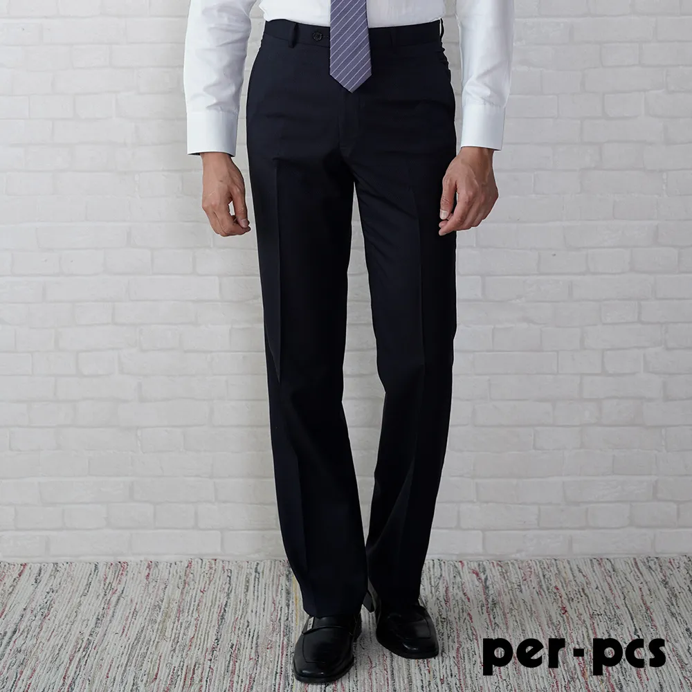 【per-pcs】品味條紋羊毛商務平面西褲_藍黑色(716105) 歷史價格詳細信息