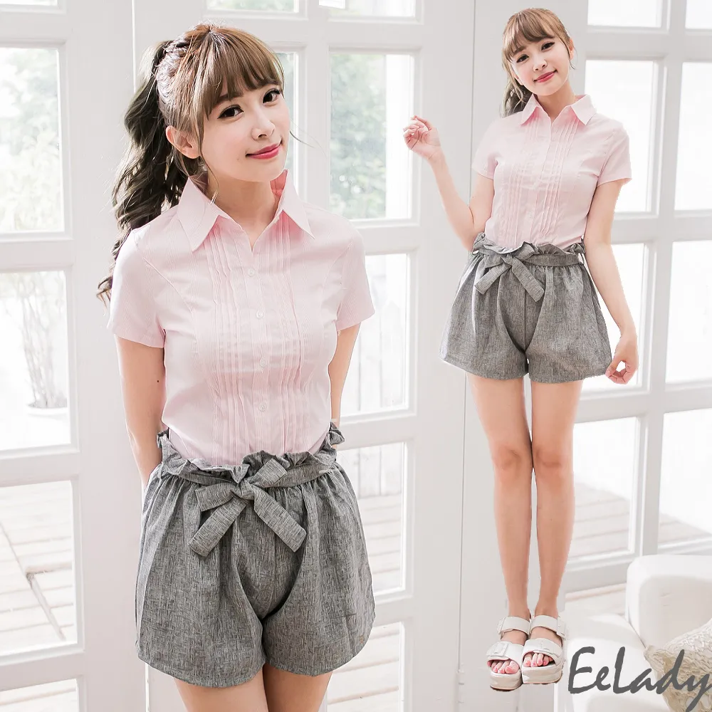 【EE-LADY】短袖斜條紋襯衫 歷史價格詳細信息