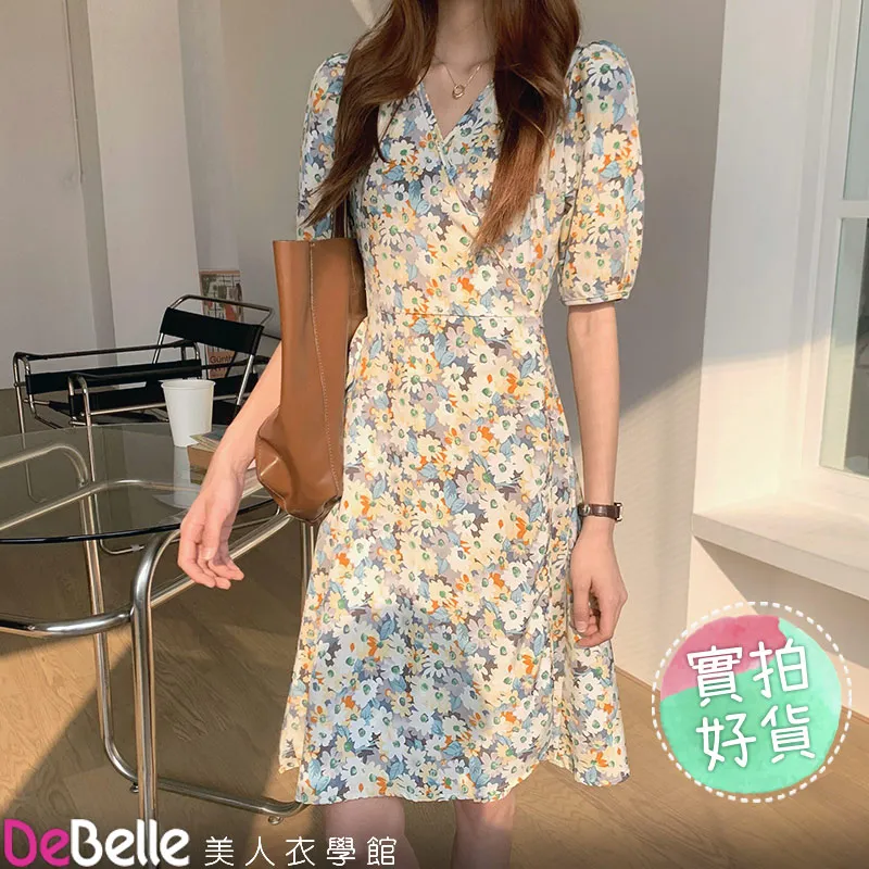 《DeBelle美人衣學館》法式冷淡風V領細肩吊帶高腰抓皺顯瘦棉麻長洋裝 歷史價格詳細信息