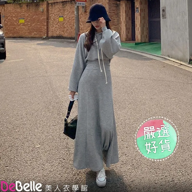 連衣長裙 學院風 洋裝 連帽衛衣女季加絨加厚韓版寬松慵懶風長款連衣裙外套-餘登米女裝 歷史價格詳細信息