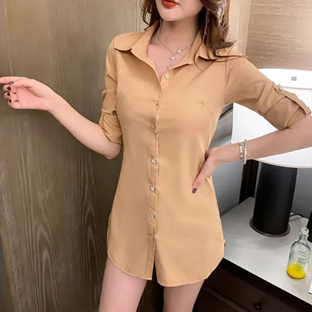 【韓國K.W.】KM2750秋冬現貨新品-素色及直條搖曳生姿襯衫外套上衣(防曬/長袖襯衫/長袖上衣) 歷史價格詳細信息