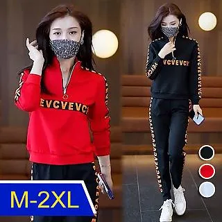 【韓國K.W.】KQM3992現貨韓國秋冬典雅淘氣長袖運動套裝(休閒/長褲/秋裝/新品) 歷史價格詳細信息