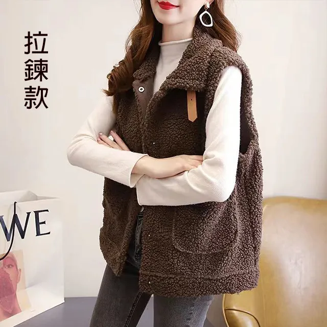 【韓國K.W.】KM3124靚麗穿搭高級稠緞保暖刷毛翻領背心(復古風/背心/外套) 歷史價格詳細信息