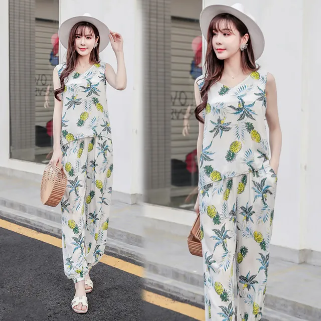 【韓國K.W.】KQN3573現貨夏日零束縛感舒適棉綢休閒套裝(韓國K.W./套裝/外出套裝/居家/修閒) 歷史價格詳細信息