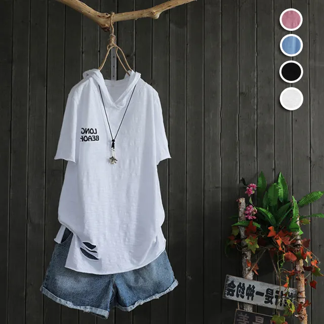 【韓國K.W.】KN2905注目嬌點竹節棉好氣色上衣(帽t/休閒/T恤/印花/中大尺碼) 歷史價格詳細信息