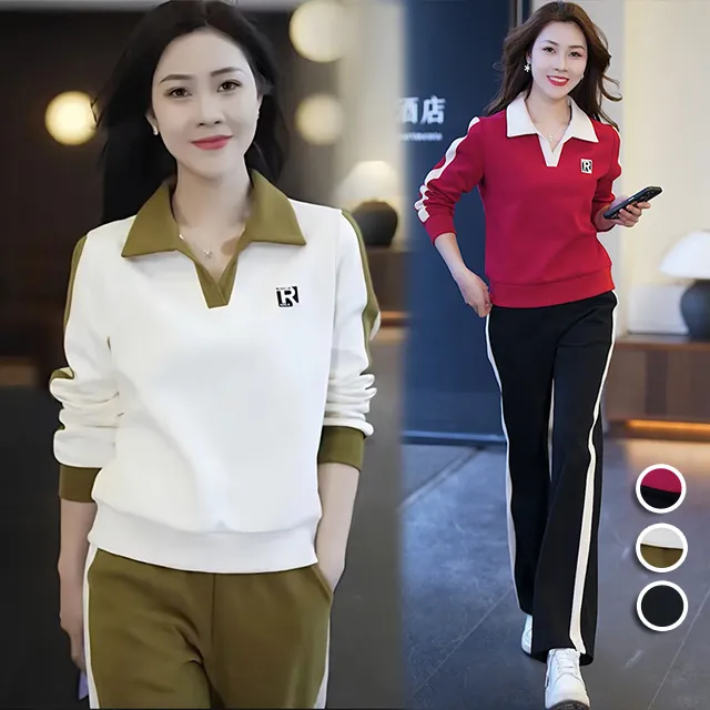 【韓國K.W.】KQM3992現貨韓國秋冬典雅淘氣長袖運動套裝(休閒/長褲/秋裝/新品) 歷史價格詳細信息