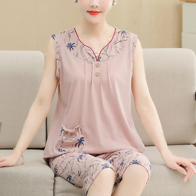 【韓國K.W.】KQN4140現貨天絲亞麻立領V型拼接花卉套裝褲(套裝/褲裝/裙裝/居家/休閒) 歷史價格詳細信息