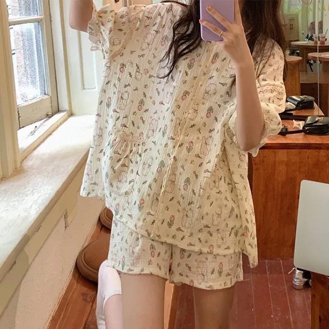 短袖居家休閒睡衣 北國雪熊 短袖二件式睡衣 休閒居家服 (粉色F) AngelHoney天使霓裳 歷史價格詳細信息