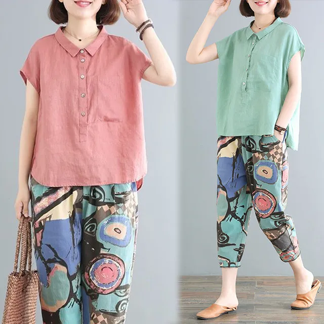 【韓國K.W.】KQN4086現貨韓國兔花花棉睡衣蕾絲碎花短袖短褲大碼家居服套裝(褲裝/居家/休閒) 歷史價格詳細信息