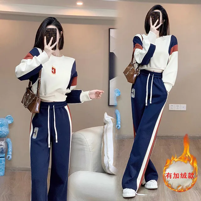 【現貨】美式加絨工裝褲女秋冬高腰綁帶垂感直筒闊腿褲小個子休閒運動衛褲 歷史價格詳細信息