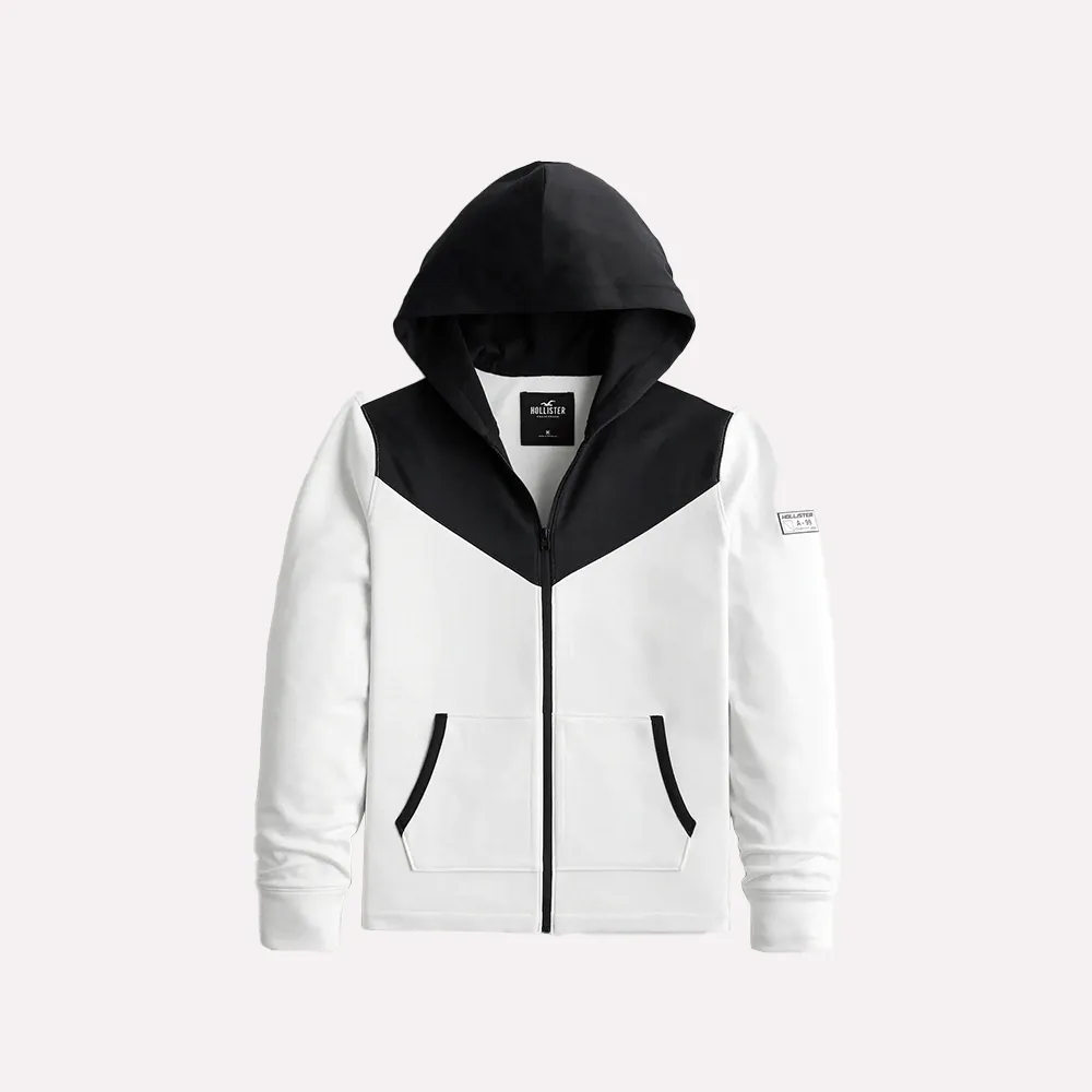 海鷗 Hollister 熱銷刺繡徽章海鷗圖案連帽外套-白黑拼接色 價格比較,價格查詢,歷史價格詳細信息