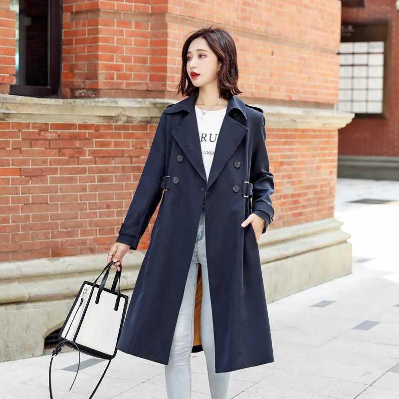 風衣大衣長款外套-雙排扣修身繫帶高腰女外套3色73yt15【巴黎精品】 歷史價格詳細信息