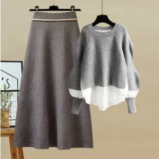 減齡灰色連衣裙女秋冬新款長袖修身收腰氣質純欲辣妹百褶字短裙 歷史價格詳細信息