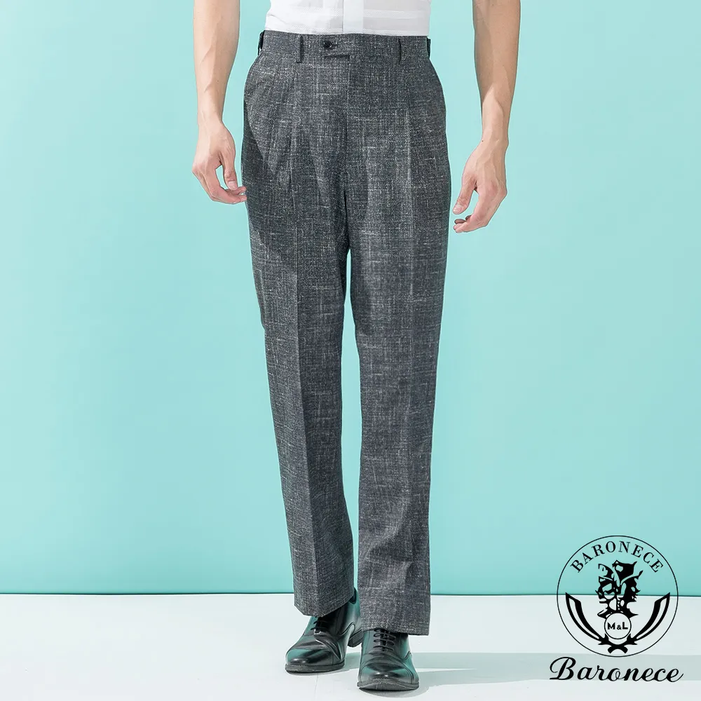 【BARONECE】黑白沉穩交織打摺西褲_灰(68115-11) 歷史價格詳細信息