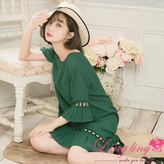 荷葉領鏤空蕾絲紋理開襟上衣 《AB14503》 歷史價格詳細信息