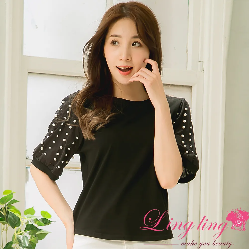 lingling中大尺碼 A4231-01唯美純色不規則雙層次開衩下擺短袖上衣(質感墨綠) 歷史價格詳細信息