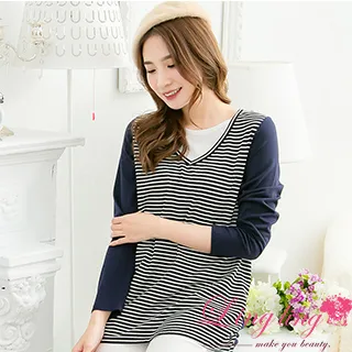 【lingling】圓領條紋T恤上衣+送項鍊PA1001(百搭綠黑) 歷史價格詳細信息