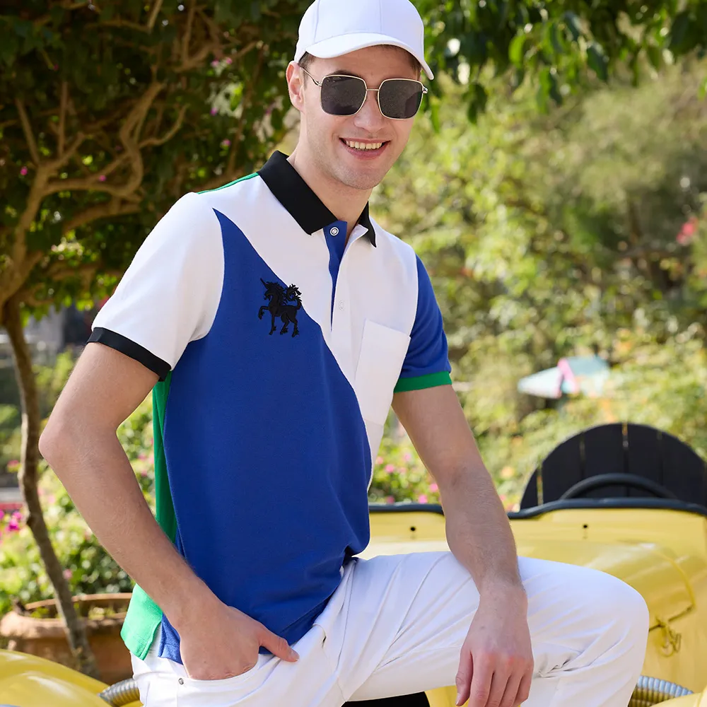 【LEIDOOE】紅白藍元素休閒男短polol衫16711 歷史價格詳細信息