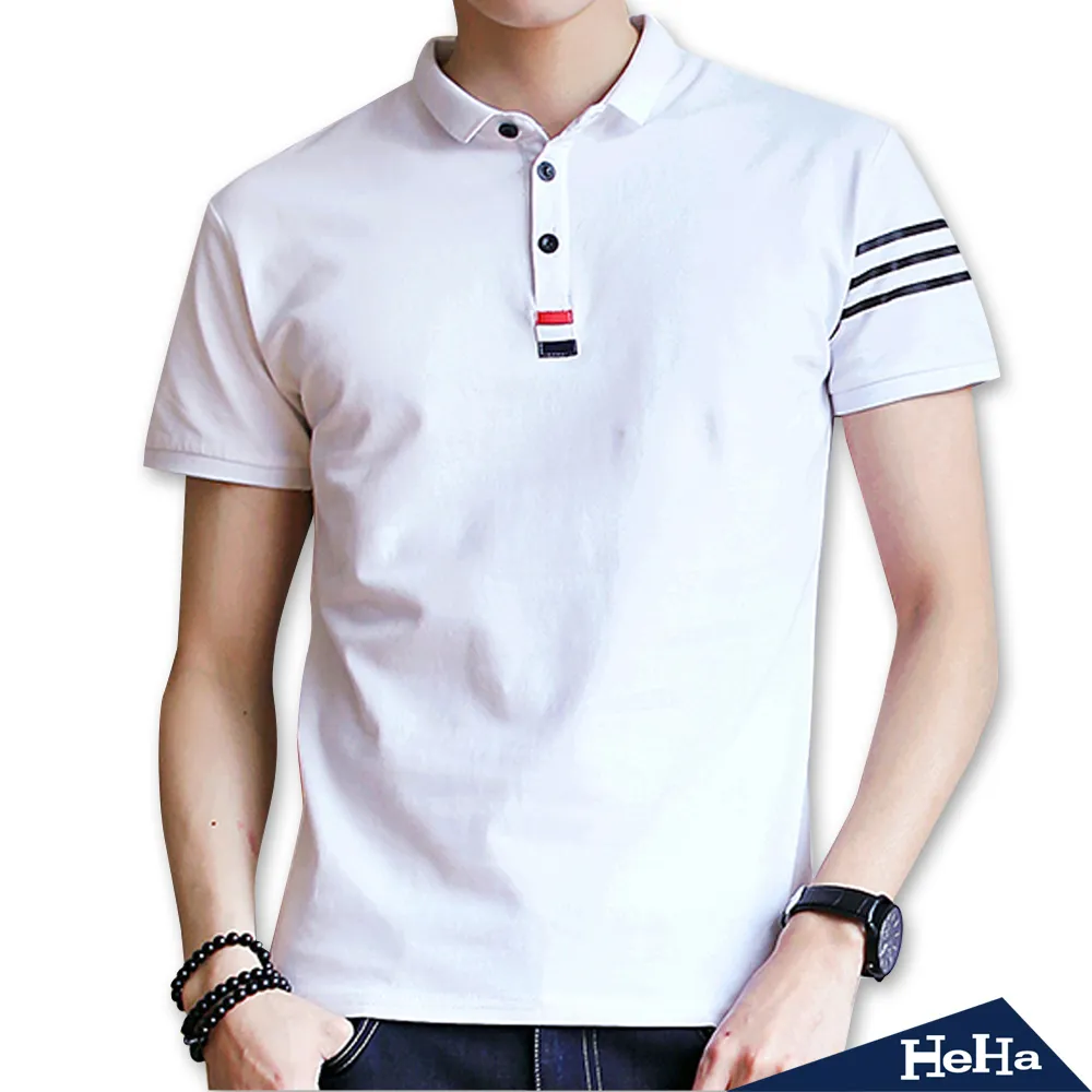 【HeHa】造型橫條紋設計素面POLO衫 二色 歷史價格詳細信息