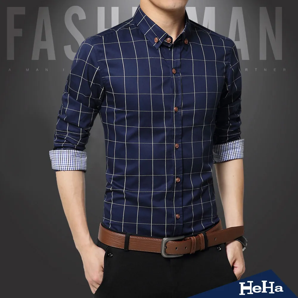 【HeHa】襯衫 純棉商務修身長袖襯衫 四色 歷史價格詳細信息