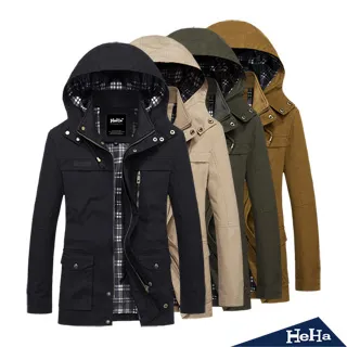 【HeHa】中長版加絨軍式連帽外套 三色 歷史價格詳細信息