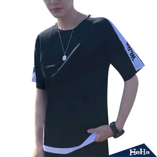 【HeHa】拼色字母修身POLO衫上衣 二色 歷史價格詳細信息