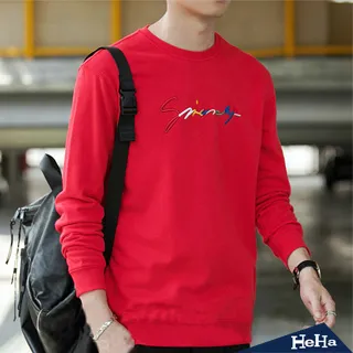 【HeHa】刺繡字母撞色圓領長T 兩色 歷史價格詳細信息