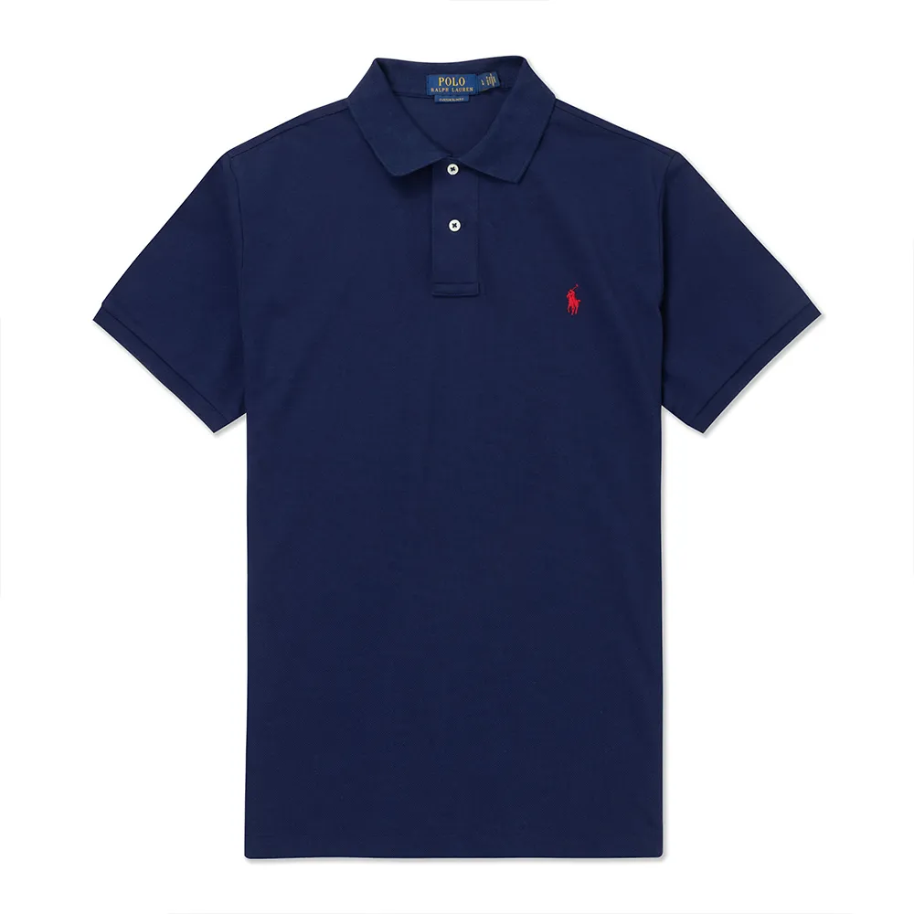 Polo Ralph Lauren RL 熱銷刺繡小馬透氣排汗短袖POLO衫(CUSTOM SLIM FIT)-深藍色 歷史價格詳細信息