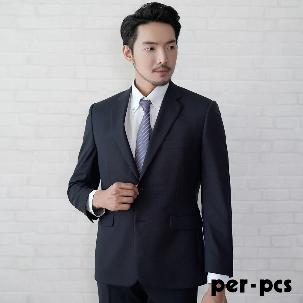 【per-pcs】品味低調細格羊毛商務西裝_深藍(715310) 歷史價格詳細信息