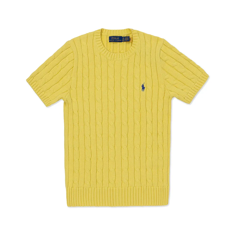 Polo Ralph Lauren RL 熱銷圓領刺繡小馬純棉麻花針織毛衣-燕麥色 歷史價格詳細信息