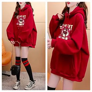 SCL 草莓熊抱哥穿寬鬆連帽毛衣上衣**5XL 歷史價格詳細信息