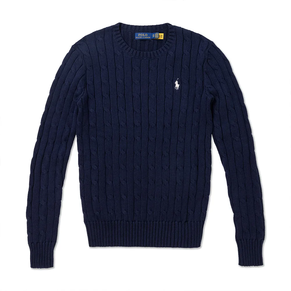 Polo Ralph Lauren RL 熱銷圓領刺繡小馬純棉麻花針織毛衣-燕麥色 歷史價格詳細信息