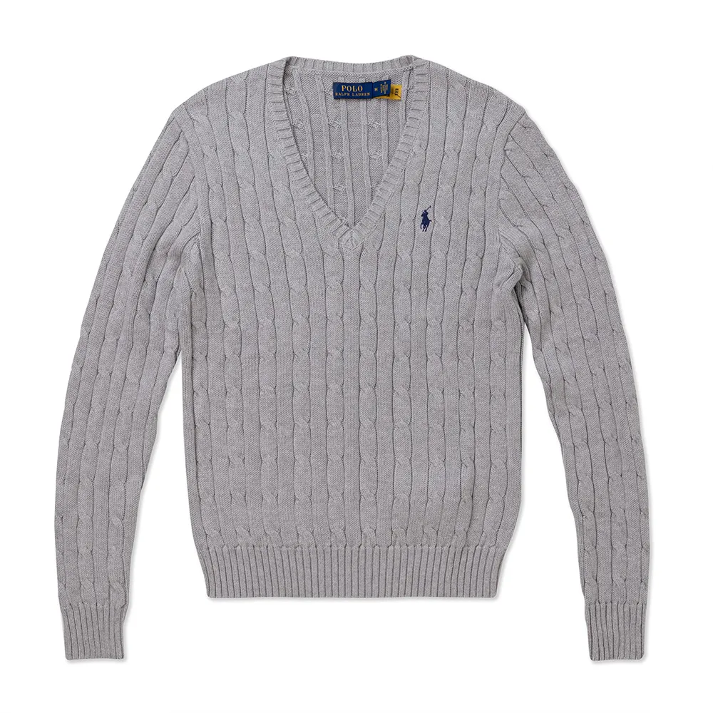 Polo Ralph Lauren RL 熱銷V領刺繡小馬麻花毛衣(女)-紅色 歷史價格詳細信息